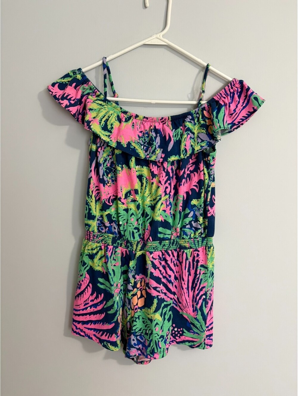 Lilly Pulitzer Romper Girls Size XL (12-14) Cotton Klea Indigo All A Glow